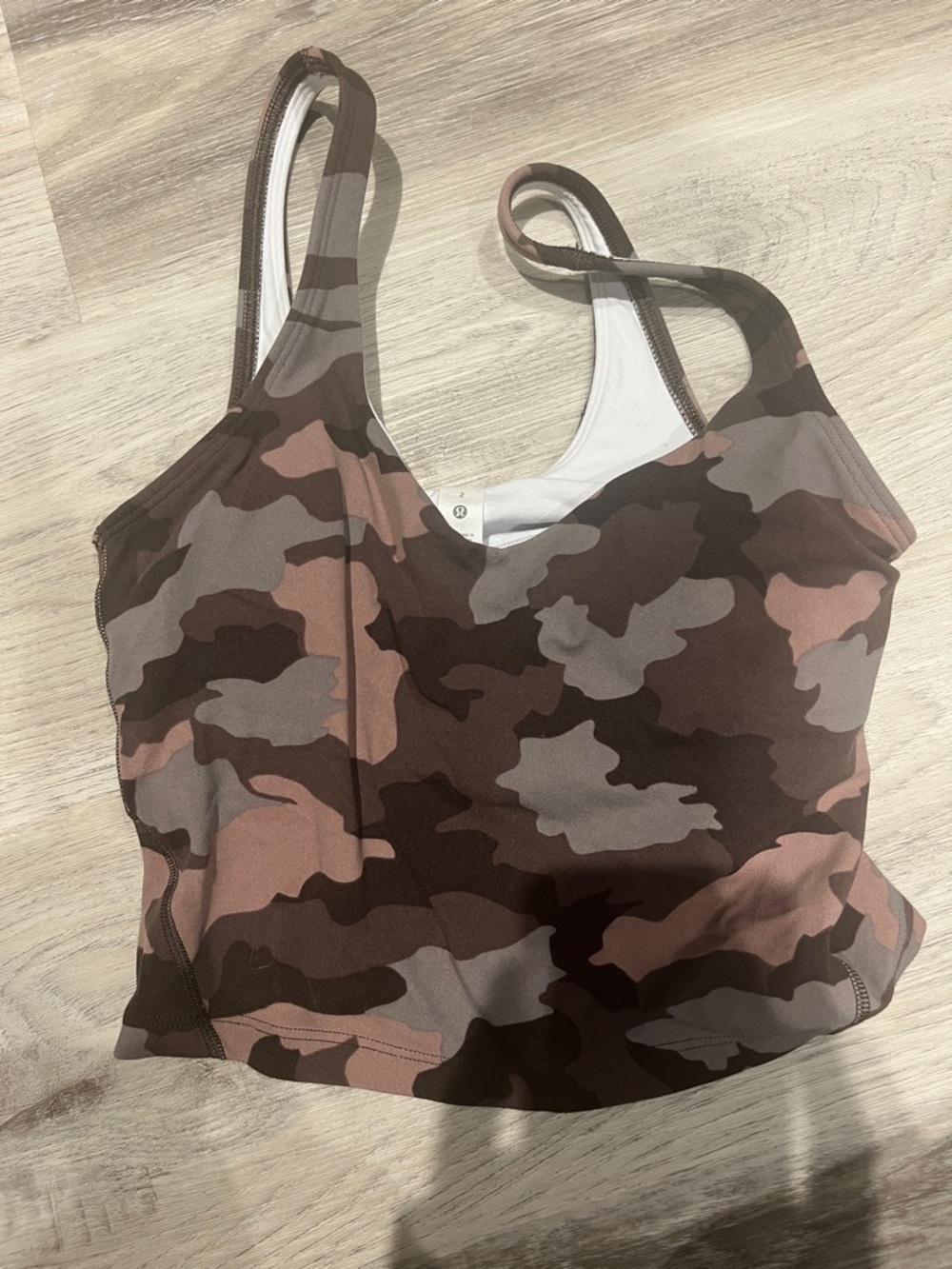 Lululemon Camo Print Scoop Neck Bralette - Brown & Taupe